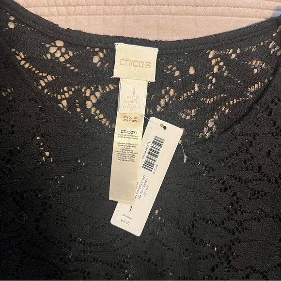 Chico's Black crochet Lace Bell Sleeve Blouse - Picture 3 of 6
